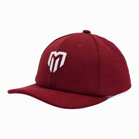 Gorra de Béisbol Personalizada Color Granate, Sarga de Algodón, 6 Paneles, Bordado 3D en Relieve, Visera Plana, Ajustada, Unisex, Estilo Urbano, Venta al por Mayor, OEM, ODM