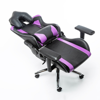 Chaise de Gamer pour Bureau d'Ordinateur avec Dossier Inclinable, Siège en Mousse Moulée et Accoudoirs 4D Réglables, Chaise PC Gaming en Cuir Violet