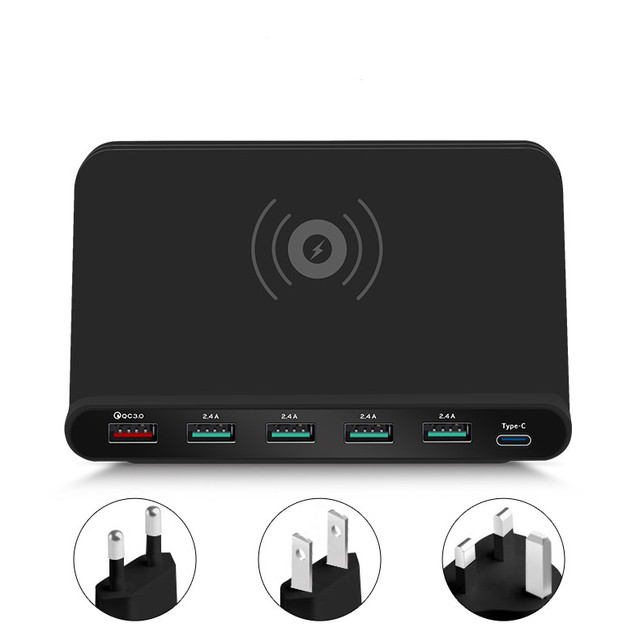 New Arrival Fast Charge Qc 3.0 Multi Usb Ports Wireless Charger 6 Ports Family Charging Station