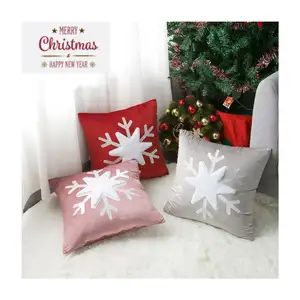 56 colors in bulk living room Snowflake Embroidered Christmas Cushion Velvet Cover Christmas Pillow Cover for Home Decor