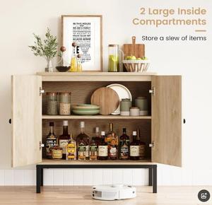 Buffet moderne en bois écologique avec panneaux décoratifs, 2 étagères, <span class=keywords><strong>petite</strong></span> <span class=keywords><strong>console</strong></span>, <span class=keywords><strong>meuble</strong></span> de salon - Product Image 4