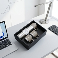Mug isotherme portable en acier inoxydable 304 à double paroi de 500 ml avec 2 tasses supplémentaires – Coffret cadeau d'affaires pour thé et eau