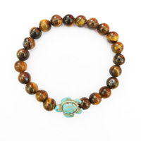 Piedras Naturales Para Pulsera Vente en gros de haute qualité pierre naturelle tortue de mer Bracelet à breloques Bracelet élastique turquoise