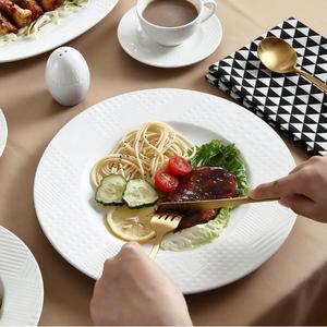 White Porcelain Simple Ceramic Plate Mug Tableware Coffee Salad Soup Rice Bowl <b>Dinnerware</b> <b>Set</b> for Hotel Restaurant - Product Image 4