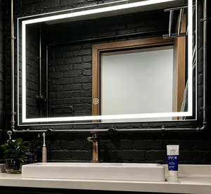 Modern Rectangle LED <b>Bath</b> <b>Mirror</b> Aluminum Alloy Frame Tempered Lenses IP44 Waterproof Touch Control Bathroom Graphic Design - Product Image 2