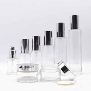 20ml 30ml 50ml 60ml 80ml 100mL 120ml Botella de vidrio de loción negra personalizada vacía con tapa de bomba de suero Juego de cosméticos 30g 50g Botes de crema - Product Image 6