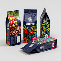 Sachet Doypack à fond plat, imprimé sur mesure, résistant à l'humidité, refermable, avec fermeture éclair, scellé sur huit côtés, pour bonbons, café et protéines de lactosérum