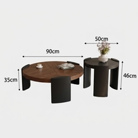 Ensemble de table à café et à thé en bois minimaliste de haute qualité et respectueux de l'environnement avec panneau en bois de noyer pour la salle à manger, l'hôtel, le salon