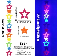 Guirlande suspendue en feutre effet diamant arc-en-ciel néon, luminescente sous lumière noire UV, pour décoration murale de fête fluo