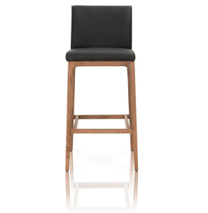  Alex Counter <b>Stool</b> Leather/ Solid Oak <b>wood</b> Walnut finish Durable High Bar <b>Stool</b> for Home Bar & Dining Room - Product Image 1