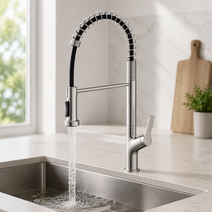 Grifo Mezclador Monomando de Acero Inoxidable sin Plomo con Muelle Extraíble para Fregadero de Cocina, Personalizado por Fábrica <span class=keywords><strong>KEMEN</strong></span> para Hoteles Comerciales - Product Image 1