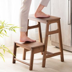 เก้าอี้ไม้สองชั้นสีน้ำตาลสำหรับใช้ในบ้านสำหรับเด็กและผู้ใหญ่ - Product Image 1