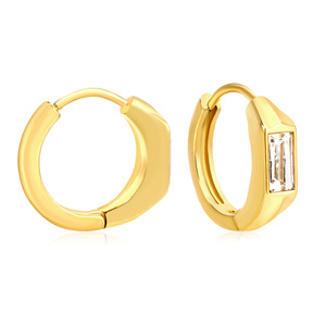 Boucles d'oreilles créoles en acier inoxydable plaqué or 18 carats avec zircon, bijoux de mode géométriques pour soirée - Product Image 4