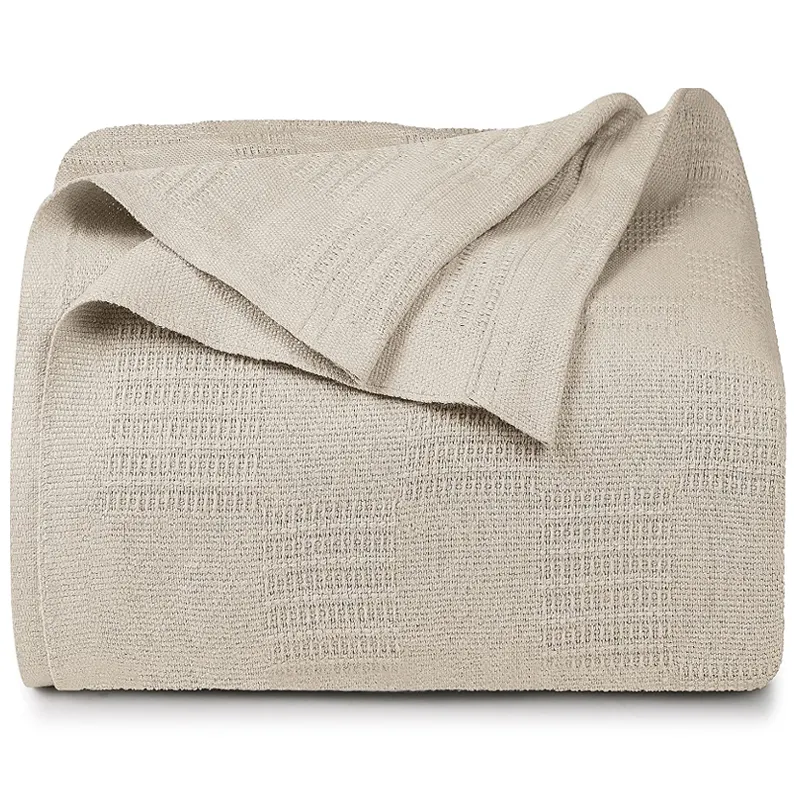 Ropa de cama 100% algodón manta térmica ligera suave manta transpirable para todas las estaciones Manta de algodón