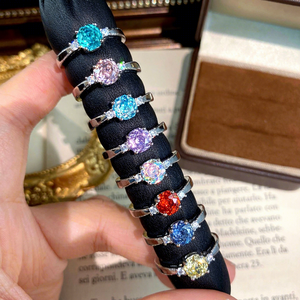 Toptan Sıcak Satış Gül Buz Çiçeği Kesim Yüzük Bakır Göz Kamaştırıcı Yüksek Karbonlu Elmas Açık Yüzük Kadınlar İçin Moda Aksesuarı - Product Image 1