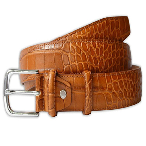 Ceinture en cuir véritable à motif crocodile vert foncé personnalisée pour hommes et femmes, ceinture décontractée en cuir pleine fleur, vente en gros - Product Image 4