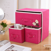Mini boîte de rangement de bureau en tissu à 3 tiroirs avec poignées, unité de rangement de table peu encombrante pour chambre à coucher, coiffeuse et bureau