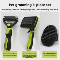 Kit de brosses portables pour chiens, chats et petits animaux – Ensemble de toilettage pour animaux de compagnie avec brosse lissante autonettoyante, outil de démêlage, peigne de bain et massage
