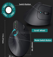 Mouse Gaming ergonomis vertikal nirkabel 2.4G, dapat diisi ulang USB untuk beberapa perangkat tepat untuk PC kantor menggunakan Mouse RGB