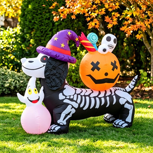 Décorations de fête d'extérieur transfrontalières en polyester, gonflables lumineuses, design de dessin animé effrayant (fantôme, citrouille) pour Halloween - Product Image 3