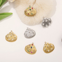 Pendentif en forme de coquille en acier inoxydable avec incrustation de perles, étanche, plaqué or 18 carats PVD, accessoires DIY pour colliers et bracelets, vente en gros