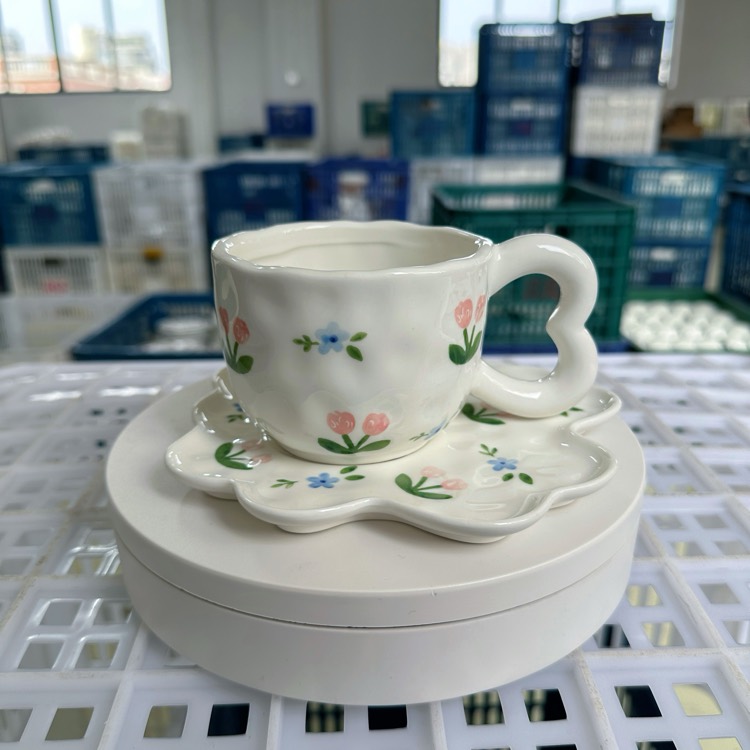 Coupe fleur rose bleu plat 300ml 17cm