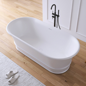 Baignoire Maydon Whirlpool en résine, baignoire autoportante de luxe en pierre de résine de 1700 mm, surface solide, blanc mat - Product Image 3