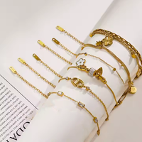 Pulseras de Cadena XIXI de Marca, Joyería de Moda Impermeable con Trébol, Accesorios para Mujer de Acero Inoxidable Mixto Chapado en Oro de 18K