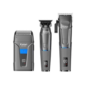 เครื่องตัดผม Kemei KM-2375 ออลอินวัน พร้อมใบมีดโกนแบบฟอยล์ ฐานชาร์จแบบ Type-C เครื่องเล็มผมระดับซาลอน ชุดอุปกรณ์ตัดผมสำหรับร้านตัดผม - Product Image 1