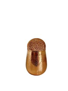 Verre à eau en cuivre pur artisanal de qualité supérieure de 350 ml avec couvercle |   Gobelet à gravure florale complexe avec couvercle en cuivre assorti - Product Image 2