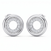 Boucles d'oreilles clous géométriques cercle creux en laiton plaqué platine, incrustées de zirconiums blancs, bijoux pour femme, cadeau