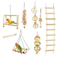Ensemble de 7 jouets écologiques pour perroquets XINMEIQI : balançoire suspendue, corde d'escalade, échelle, perles en bois, matériaux en bois et bambou, coloré