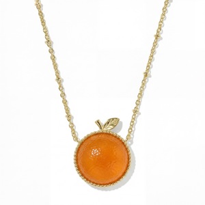 Collana con Ciondolo a Forma di Fragola Rosa Placcata <span class=keywords><strong>Oro</strong></span>, Catena in Bambù Smaltata, Gioiello con Pietra Naturale per Donne - Product Image 4