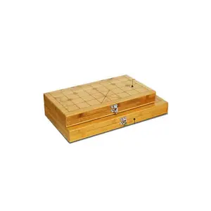 चीनी शैली बहु funtuctional लकड़ी शतरंज बोर्ड प्राकृतिक बड़ा बांस लकड़ी शतरंज बॉक्स
