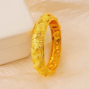 Luxe 24K Vergulde Armbanden En Armbanden Dubai Uitgehold Bloem Totem Hot Selling Bruiloft Bruid Sieraden Vrouwen - Product Image 3