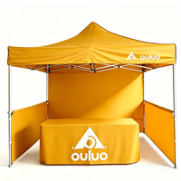 Tente de salon professionnelle 3x3m avec logo personnalisé, cadre en aluminium noir, tissu Oxford 420D, meilleur prix, publicité promotionnelle