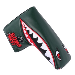 Envío Directo <span class=keywords><strong>Shark</strong></span> Bomb IT Army Green Faux <span class=keywords><strong>Leather</strong></span> Cierre magnético fuerte Golf Head covers Blade Putter Cover - Product Image 2