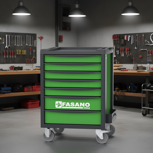 Fasano <b>Tools</b> Modern Plastic 7-Drawer <b>Tool</b> <b>Cart</b> Green Rolling Storage Organizer Made in Italy <b>for</b> Workshop Garage Use - Product Image 3