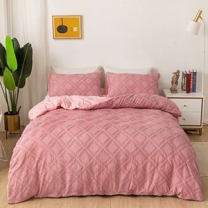 Luxueuze All Seasons Zachte Geborduurde Getufte Beddengoedset - Effen Kleur Jacquard Dekbedovertrekset, Hotelkwaliteit Comfort - Product Image 1