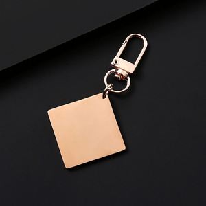 Customizable Stainless Steel <b>square</b> Laser Engraved logo Color Printing Blank Material Holiday Gift Keychain Pendant with Tag - Product Image 4