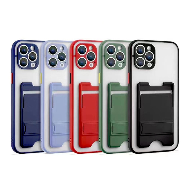 Newest Portable Card Slot case Cell Phone Stents Non-slip Multi-function Back Cover for Redmi Note9pro 5G
