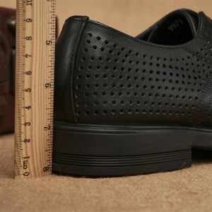 <b>Men</b> Summer Breathable Perforated Leather Oxfords Pointed Toe Office Career <b>Dress</b> Shoes Genuine Leather Upper Lace-up Style - Product Image 2