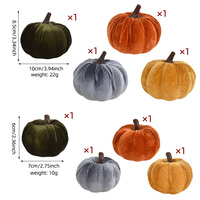 Citrouilles artificielles en velours vintage, orange, vert, gris, jaune, décoration d'automne pour la ferme, cadeau d'Halloween, ornement de Thanksgiving