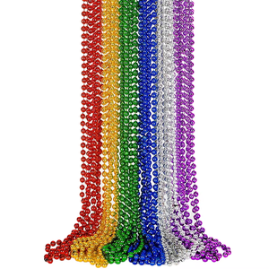 48 Collane Mardi Gras In Plastica 76 Cm - Perline Arcobaleno 8 Colori Per Festa, Carnevale, Natale, Bomboniere - 2