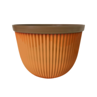 Pot de fleurs vertical à texture côtelée avec bord doré, grand modèle en PP, personnalisation de la couleur, trou de drainage, durable, léger, pour intérieur