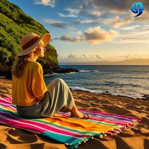 Fabricants de serviettes en gros personnalisé à la mode pas cher Tropical Ocean Island Map Pattern Digital Printing Serviette de plage - Product Image 6