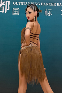 Costume de danse latine professionnel Vennystyle - Tenue de scène haut de gamme à franges pour filles et adultes - Product Image 6