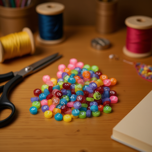 Perline Piatte Rotonde Ilan con Numeri 4x7mm Multicolore per Lavori Artigianali - Product Image 2