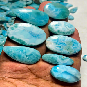 Cabochons de pierres précieuses Larimar bleu naturel, pierres de quartz polies en gros pour la fabrication de bijoux, lot de pierres précieuses en vrac - Product Image 1