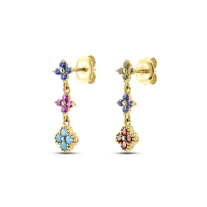 CANNER Pendientes de Plata de Ley S925 con Circonitas Coloridas, Pendientes de Pétalos con Circonitas 5A, Pendientes Colgantes con Cadena, 14k 18k 2023 - Product Image 2